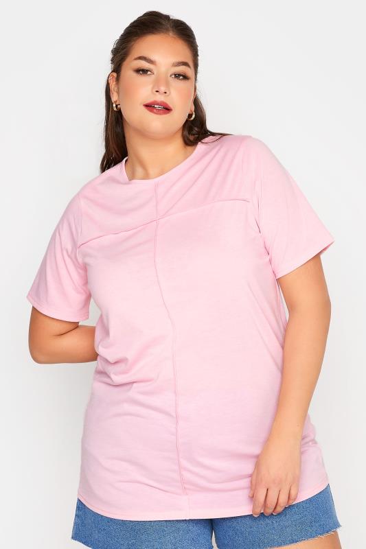 LIMITED COLLECTION Curve Pink Exposed Seam T-Shirt_A.jpg