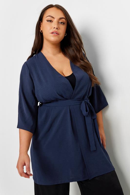 LIMITED COLLECTION Plus Size Navy Blue Kimono | Yours Clothing 1