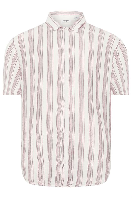 JACK & JONES Big & Tall Cabernet Red Striped Shirt | BadRhino 2