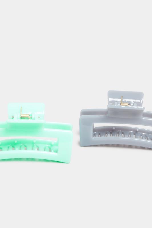 2 PACK Mint Green & Grey Rectangle Hair Claw Clips_C.jpg