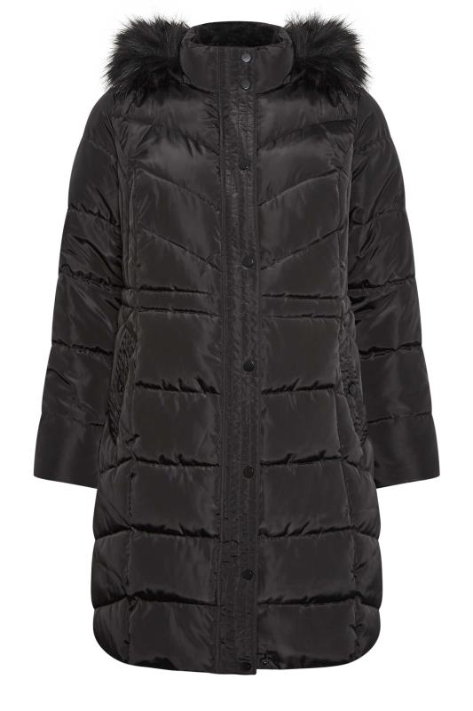 YOURS Plus Size Black Midi Puffer Coat | Yours Clothing 6