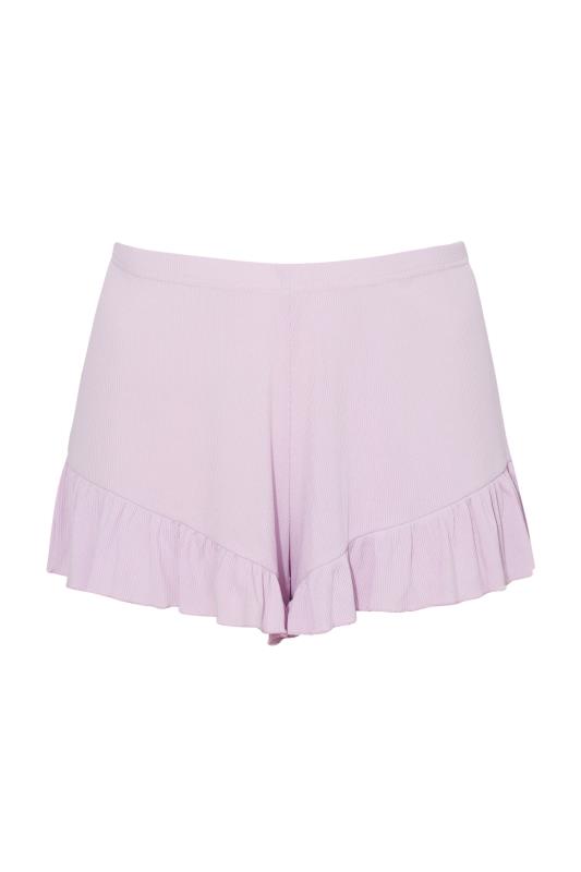 LIMITED COLLECTION Lilac Purple Frill Ribbed Pyjama Shorts 6