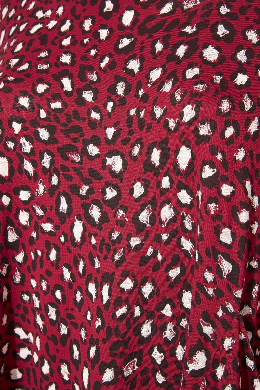 Curve Wine Red Leopard Print Drape Pocket Midi Dress_S.jpg