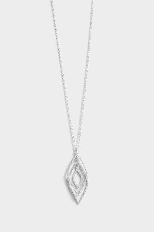  Silver Tone Triple Diamond Diamante Necklace