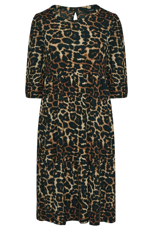 Curve Black Leopard Print Fril Hem Dress 6