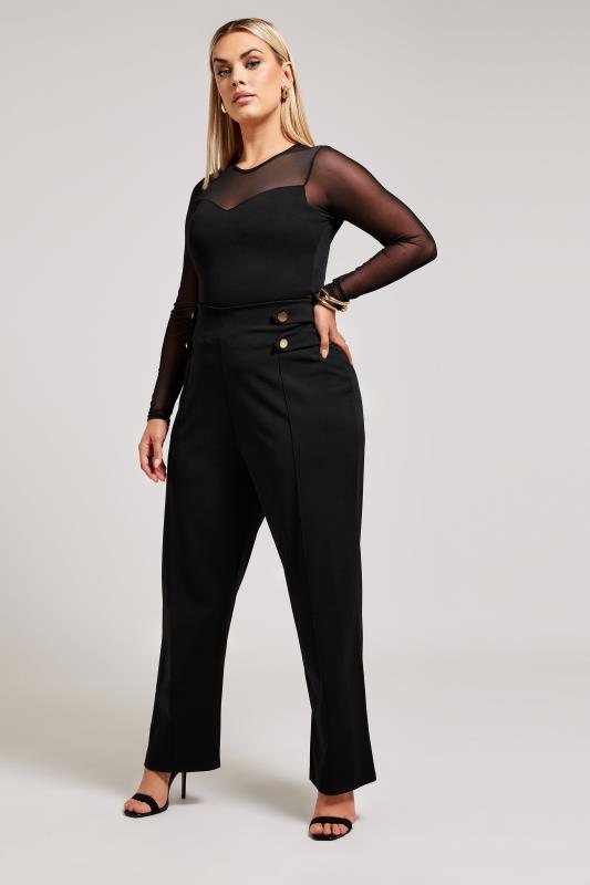  Grande Taille YOURS LONDON Curve Black Button Detail Trousers