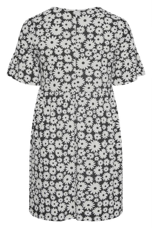 Plus Size Black & White Floral Smock Tunic Dress | Yours Clothing 7