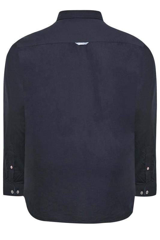 D555 Big & Tall Navy Blue Long Sleeve Oxford Shirt | BadRhino  4
