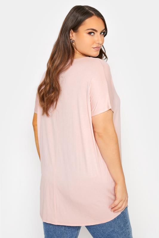 Curve Pink Grown On Sleeve T-Shirt 3