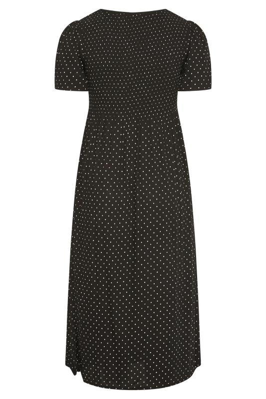 LIMITED COLLECTION Curve Black Spot Print Shirred Midaxi Dress 7