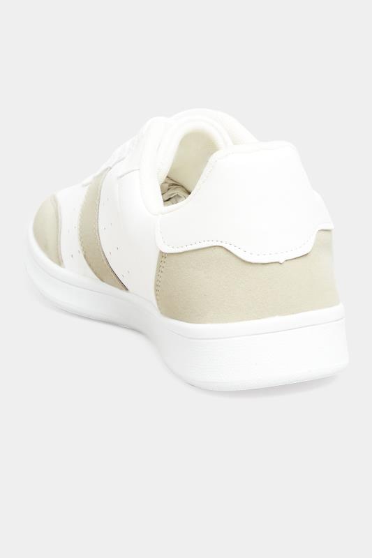 White & Beige Brown Stripe Trainers In Wide E Fit | Yours Clothing 4