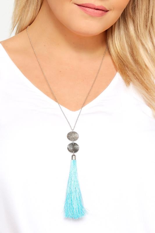Silver & Turquoise Tassel Necklace | One Size | Yours Clothing 1