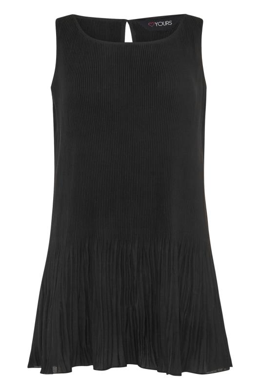 YOURS LONDON Black Sunray Pleat Vest Top | Yours Clothing