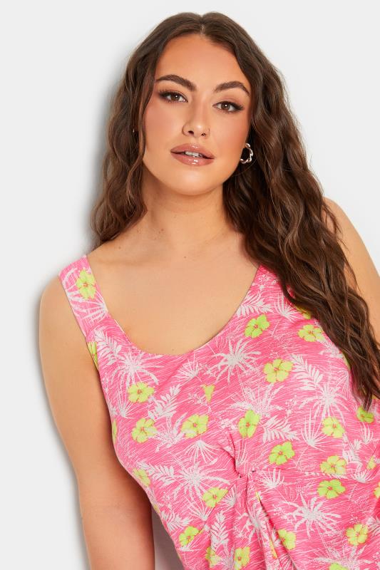 YOURS Plus Size Pink Tropical Print Vest Top | Yours Clothing 4