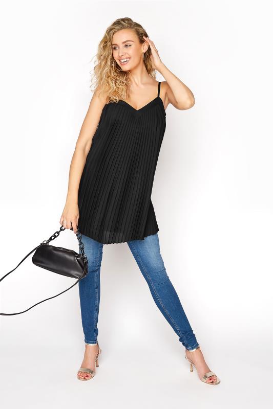 LTS Tall Black Pleated Front Cami Top 2