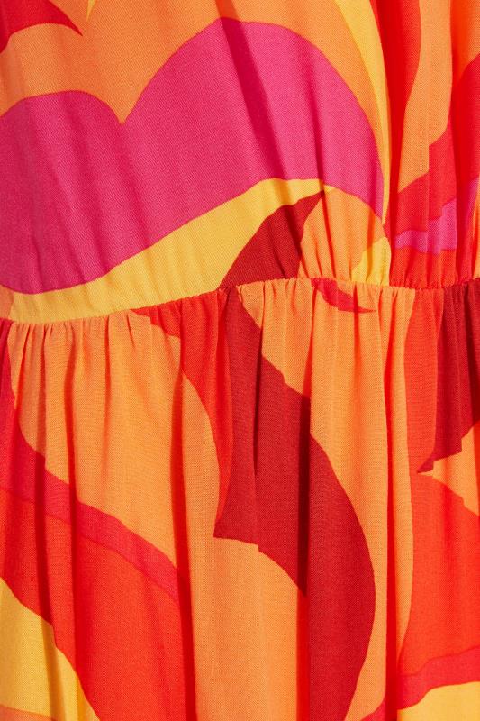LTS Tall Bright Orange Swirl Print Halter Neck Maxi Dress 5