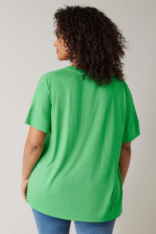EVANS Plus Size Green V-Neck Modal Rich T-Shirt | Evans 3