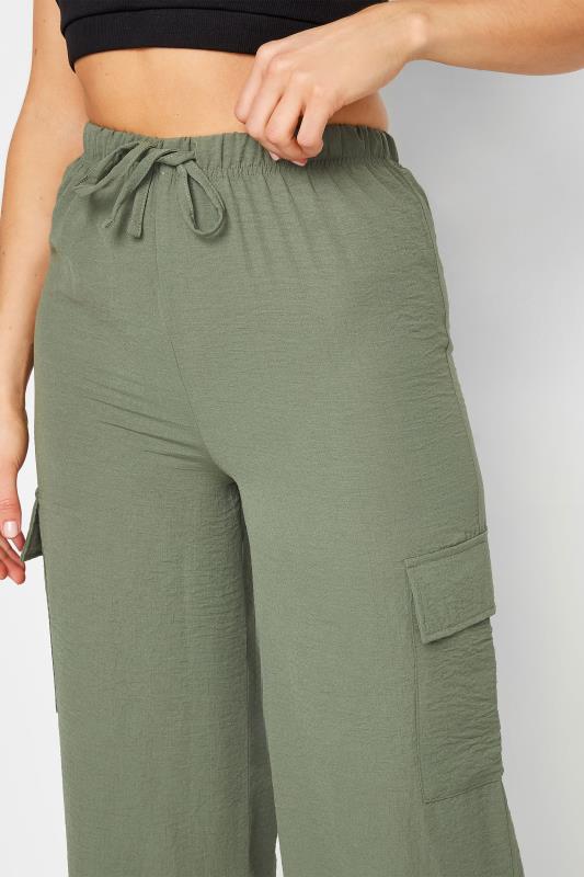 LTS Tall Women's Khaki Green Cargo Crepe Wide Leg Trousers | Long Tall Sally 5