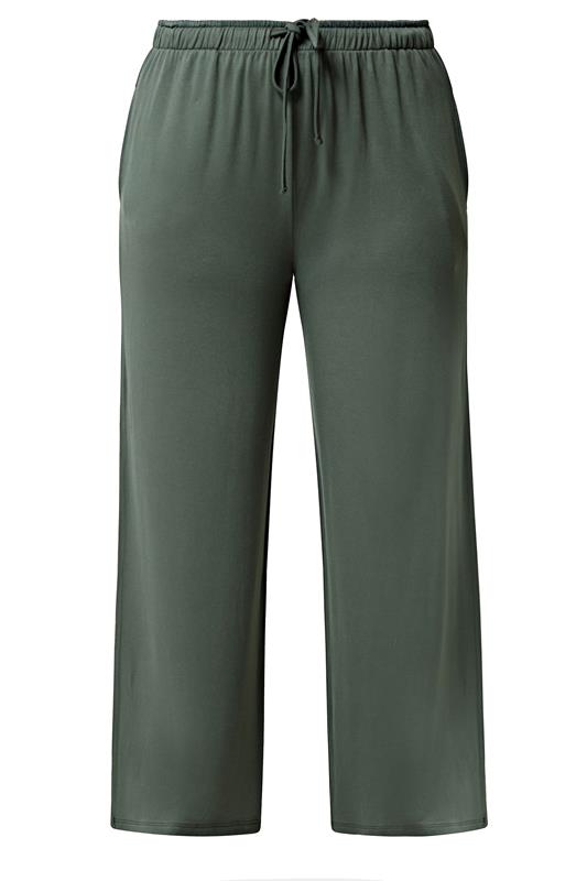 YOURS Plus Size Sage Green Soft Touch Wide Leg Joggers | Yours Clothing 5
