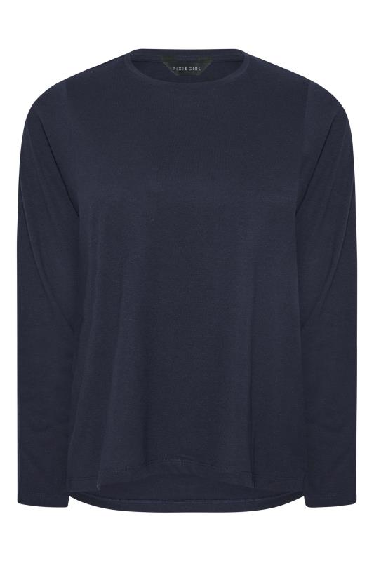 Petite Navy Blue Long Sleeve T-Shirt | PixieGirl 5