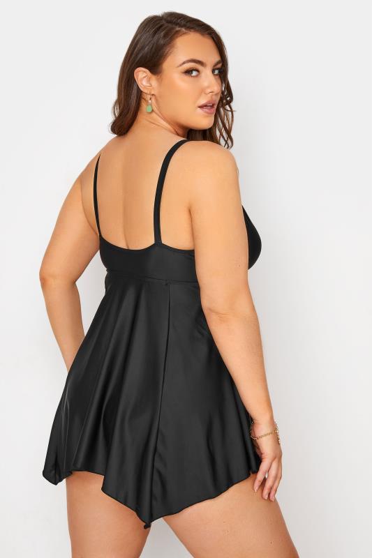 Plus Size Black Eyelet Lace Up Swim Dress | Yours Clothing 3