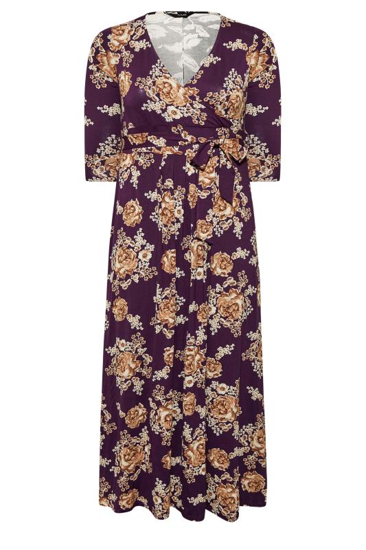 Plus Size Purple Floral V-Neck Maxi Dress | Yours Clothing 6