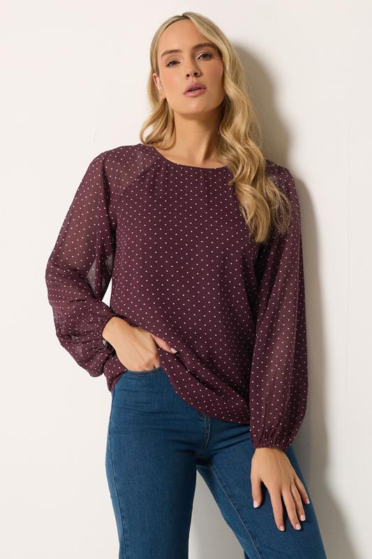  LTS Tall Red Polka Dot Top