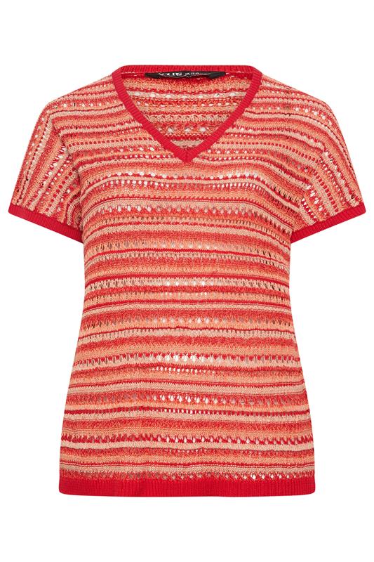 YOURS Plus Size Red Stripe Boxy Knitted Top | Yours Clothing 5