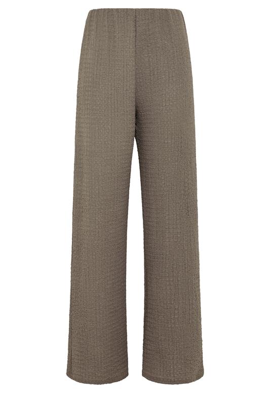LTS Tall Women's Mocha Brown Textured Wide Leg Trousers | Long Tall Sally 5