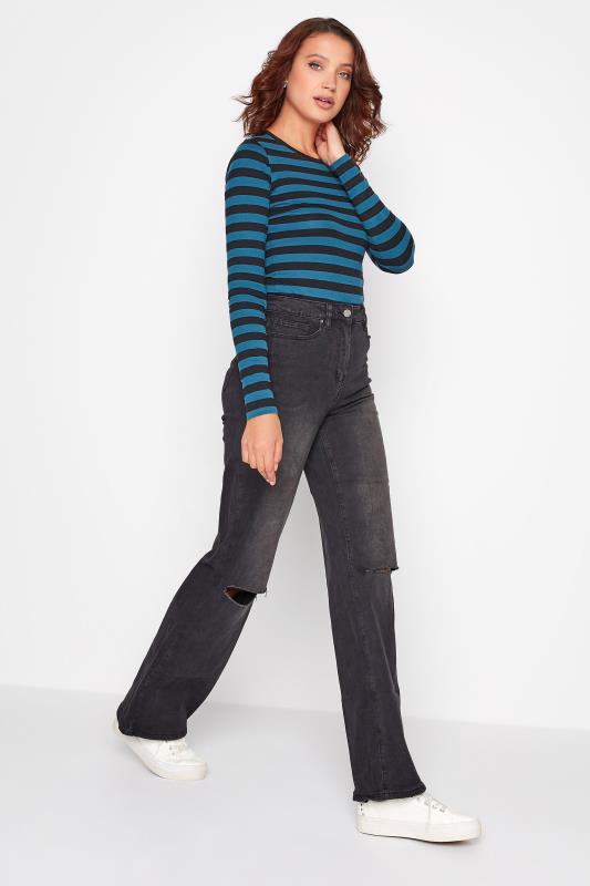 LTS Tall Black & Blue Stripe Long Sleeve T-Shirt 2