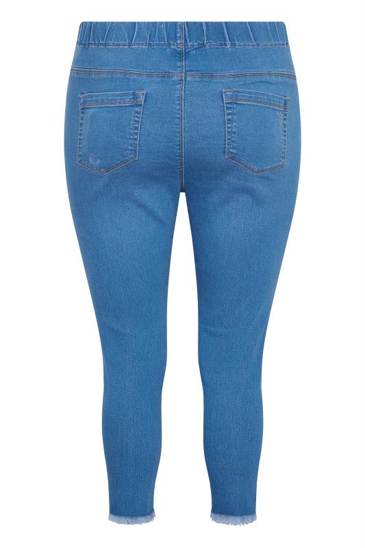 YOURS FOR GOOD Curve Mid Blue Distressed JENNY Cropped Jeggings 6