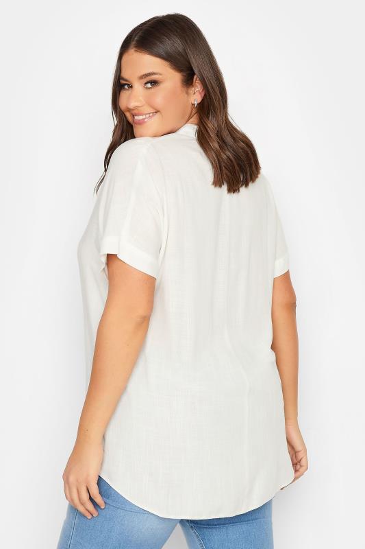 YOURS Plus Size White Half Placket Blouse | Yours Clothing 3