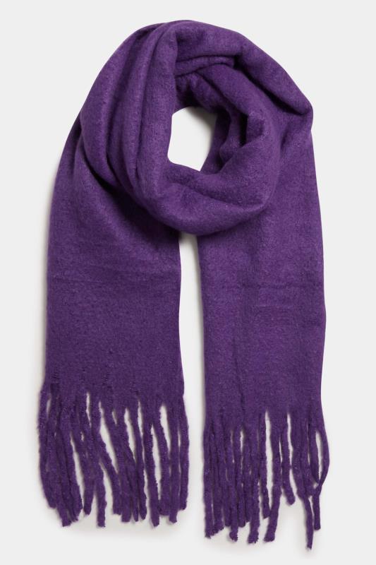 Purple Super Soft Chunky Tassel Scarf | Yours Clothing 2