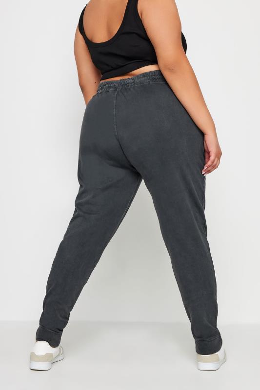 YOURS Plus Size Charcoal Grey Acid Wash Joggers | Yours Clothing 3