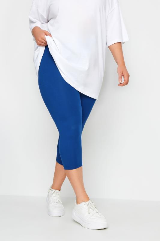 YOURS Plus Size Cobalt Blue Cropped Leggings | Yours Clothing 1
