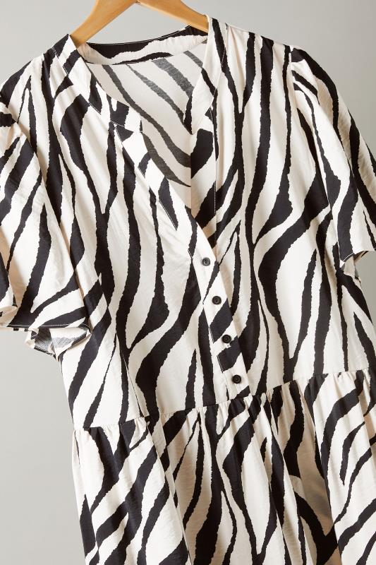 EVANS Plus Size Black & White Zebra Markings Midi Shirt Dress | Evans  7