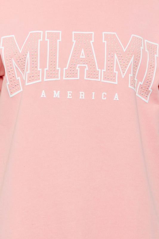 YOURS LUXURY Plus Size Pink Acid Wash 'Miami' Stud Embellished Sweatshirt | Yours Clothing 6