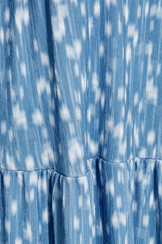LTS Tall Blue Spot Print Cross Back Tiered Maxi Dress 6