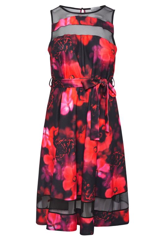 YOURS LONDON Plus Size Red Floral Print Skater Dress | Yours Clothing 5