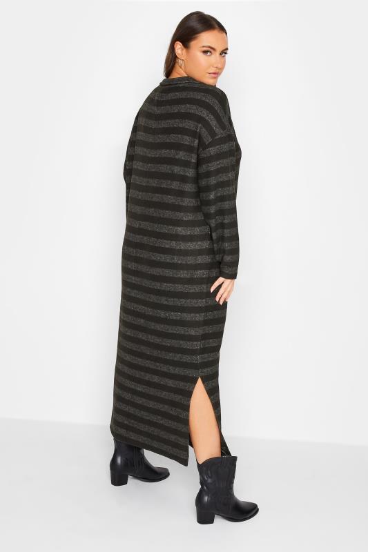 YOURS LUXURY Plus Size Black Stripe Print Soft Touch Jumper Dress | Yours Clothing 3