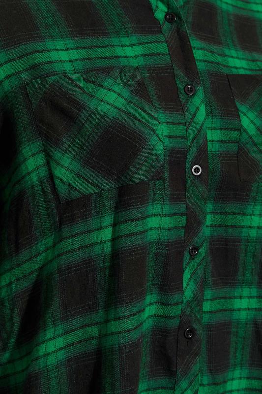 Plus Size Green & Black Check Brushed Boyfriend Shirt | Yours Clothing 5