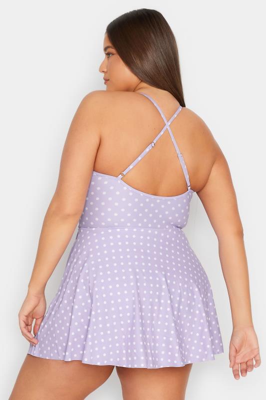 LTS Tall Women's Lilac Purple Spot Swim Dress | Long Tall Sally 4