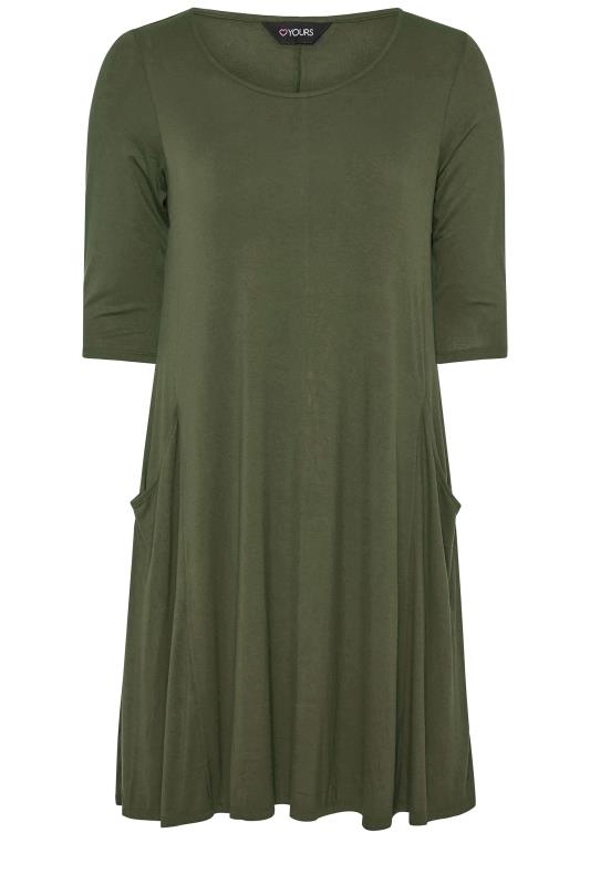 Curve Khaki Green Drape Pocket Midi Dress_F.jpg