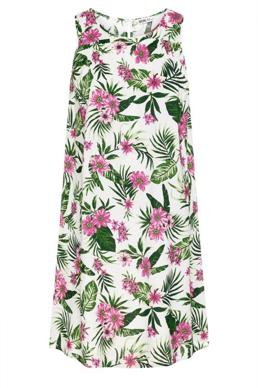 YOURS Plus Size White Tropical Print Mini Dress | Yours Clothing 5