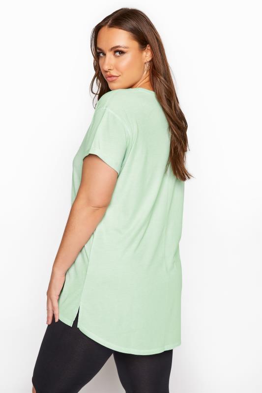 Sage Topstitch Short Sleeve T-Shirt | Yours Clothing 3