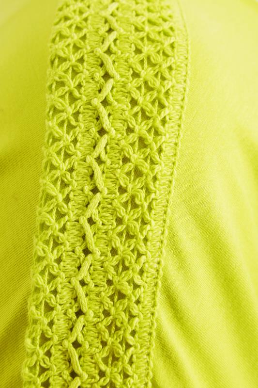 Plus Size Yellow Crochet Detail Short Sleeve T-Shirt | Yours Clothing  5