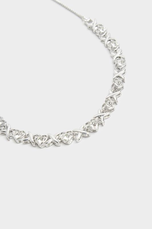 Silver Tone 'XOXO' Diamante Necklace 3