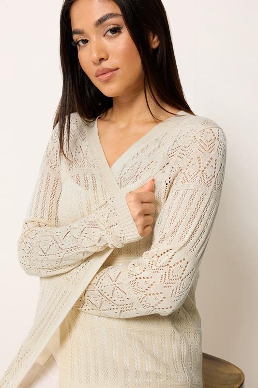 M&Co Petite Natural Brown Pointelle Longline Cardigan | M&Co 4