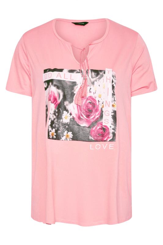 Curve Pink Printed Tie Neck T-Shirt_X.jpg