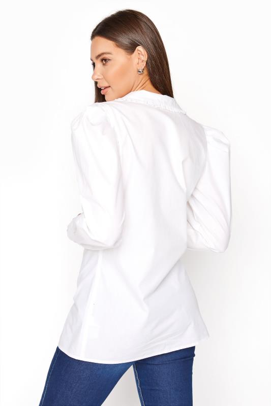 LTS White Cotton Ruffle Collar Shirt 5